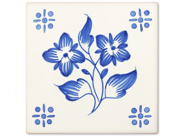 Motivfliese "Blume Nr. 1" zur Dekorfliese "Braga", Handbemalt, 14x14 cm
