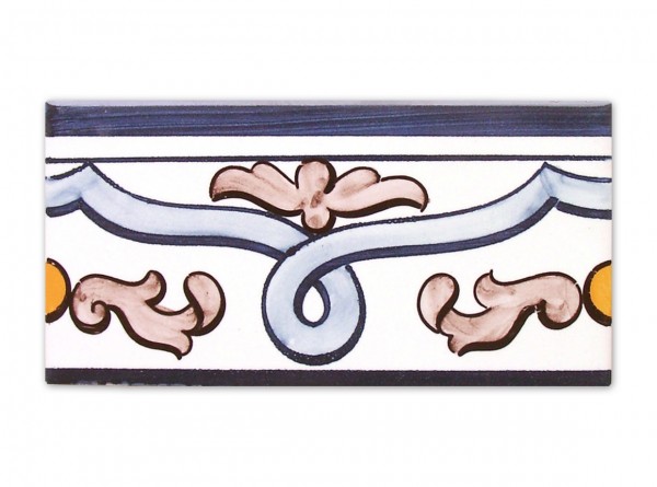 Border tile from Portugal, design Queluz, hand-painted, 7x14 cm