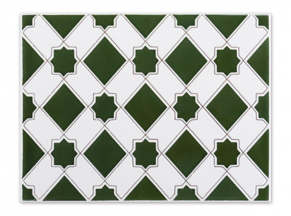 Spanische Wandfliese &quot;Zocalo Estrella Verde M-13&quot;, 15x20 cm