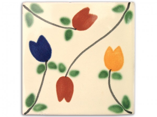 Tile, design &quot;Tulipanes&quot; approx. 10x10 cm