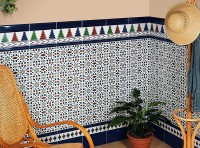 Preview: Spanish border tile "Cenefa Petunia Blau", 14x28 cm Preview: Spanish border tile "Cenefa Petunia Blau", 14x28 cm