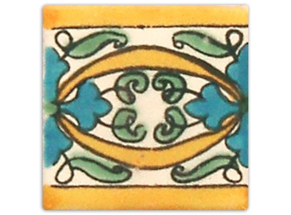 Dünne Serie: Bordürenfliese handbemalt, ca. 5x5cm, Cenefa amarillo