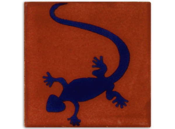 Fliese "Gecko Terracotta", handbemalt, ca. 10x10cm, Mexiko