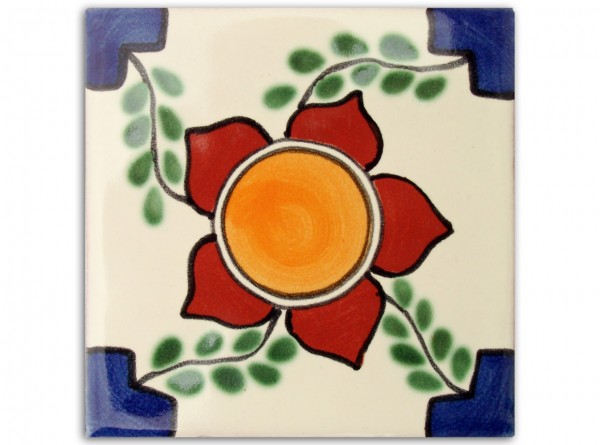 Fliese &quot;Flor Grande&quot;, handbemalt, ca. 10x10cm, Mexiko