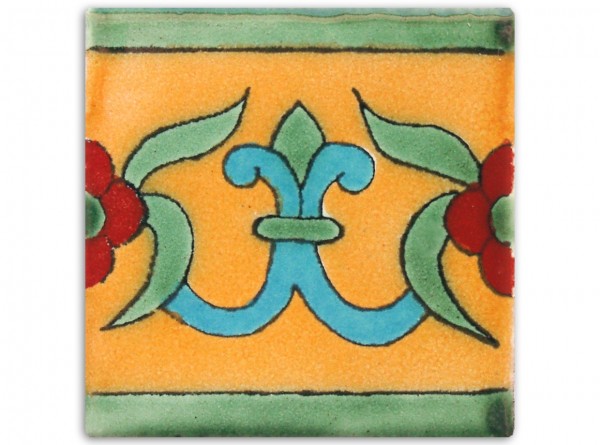 Thin series: Border tile, design Lilia mango, approx. 5x5 cm