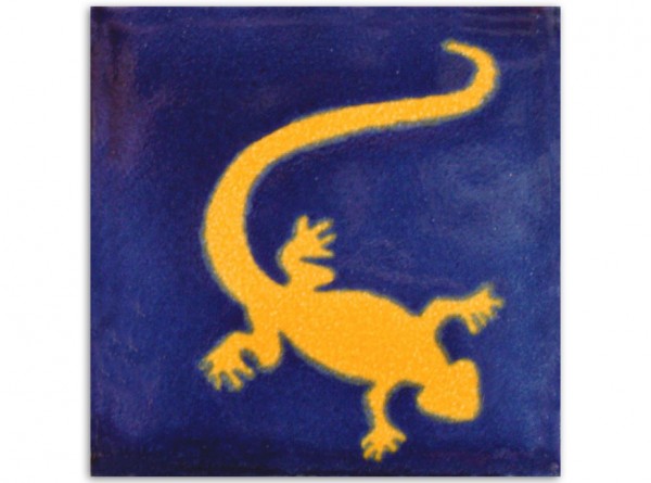 Dünne Serie: Fliese handbemalt, ca. 5x5cm, Lagartija azul
