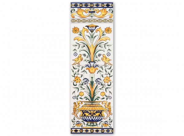 Spanisches Fliesenbild "Vase und Ornament", 125x40 cm