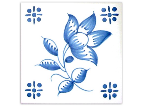 Motivfliese "Blume Nr. 3" zur Dekorfliese "Braga", Handbemalt, 14x14 cm