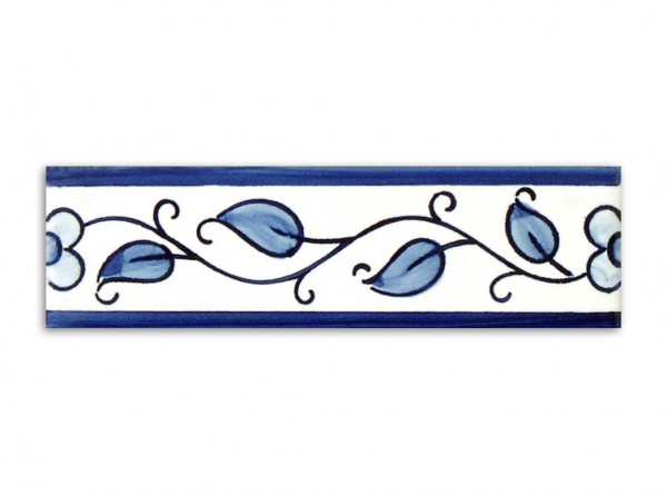 Border tile from Portugal, design Vila Flor Blue - narrow&quot;, hand-painted, 4x14 cm