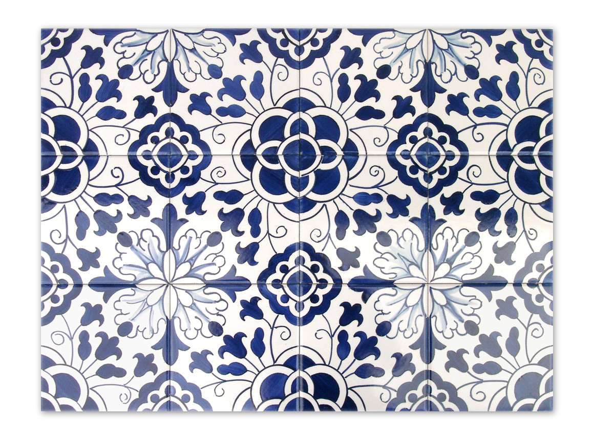 Tile, design "Goa", handpainted, 14x14 cm Patterned tiles 14x14
